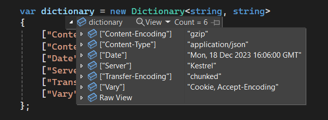 New experience debugging dictionaries.