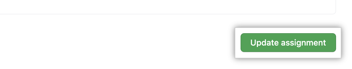 "Update assignment" button at the bottom of the page