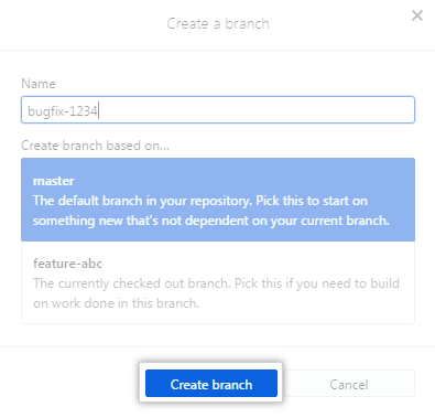 Create branch button