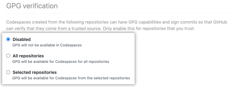Radio buttons to manage GPG verification