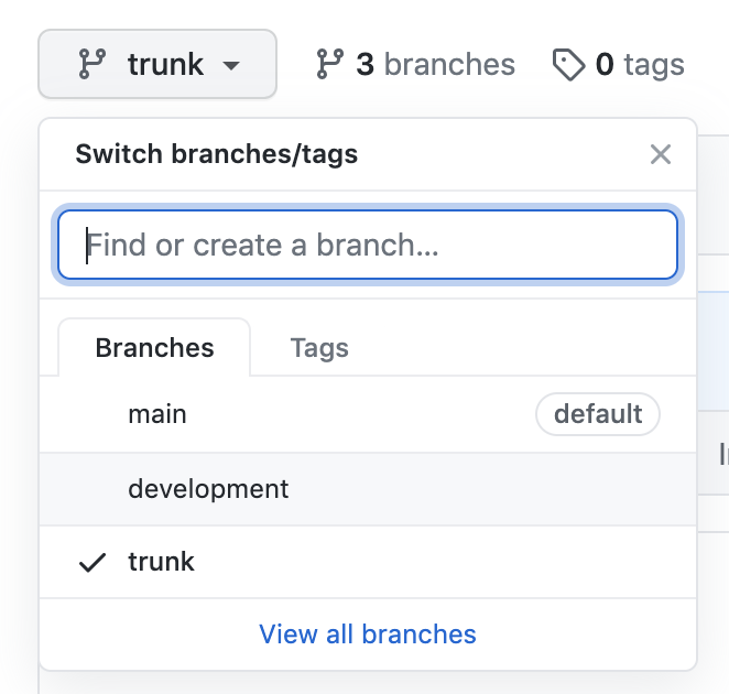 Branch drop-down menu