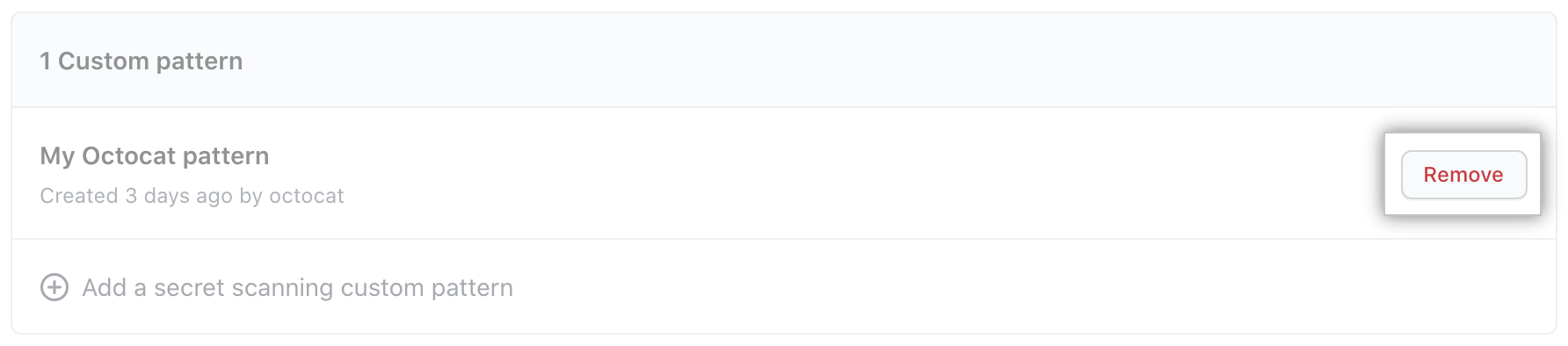 Remove a custom {% data variables.product.prodname_secret_scanning %}  pattern