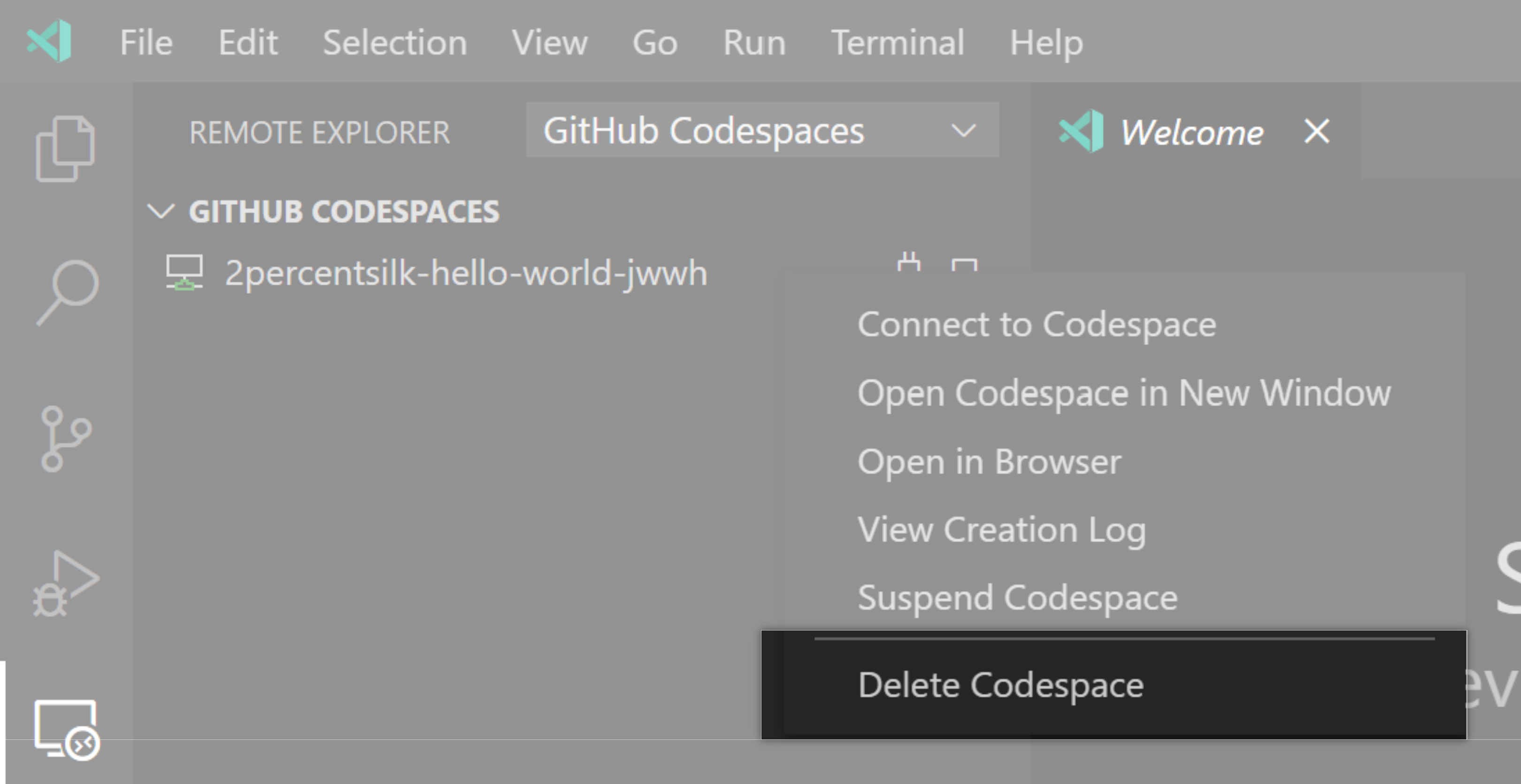 Deleting a codespace in {% data variables.product.prodname_dotcom %}