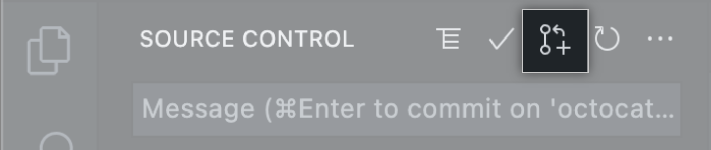 Source control side bar with staging button highlighted