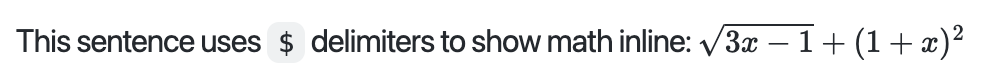 Inline math markdown rendering
