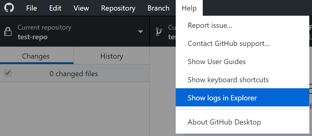 The Show Logs in Explorer button