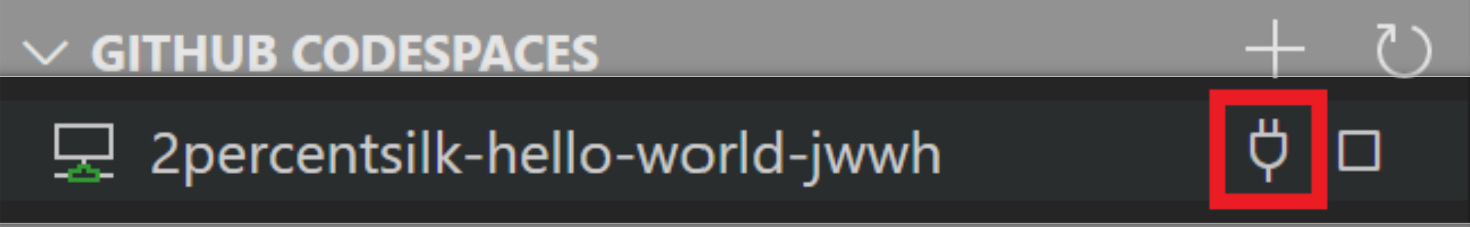 The Connect to Codespace icon in {% data variables.product.prodname_vscode %}