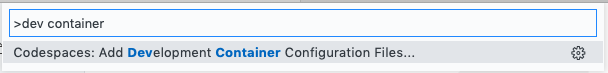 Command to add a dev container