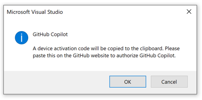 Screenshot of the Microsoft {% data variables.product.prodname_vs %} dialogue box
