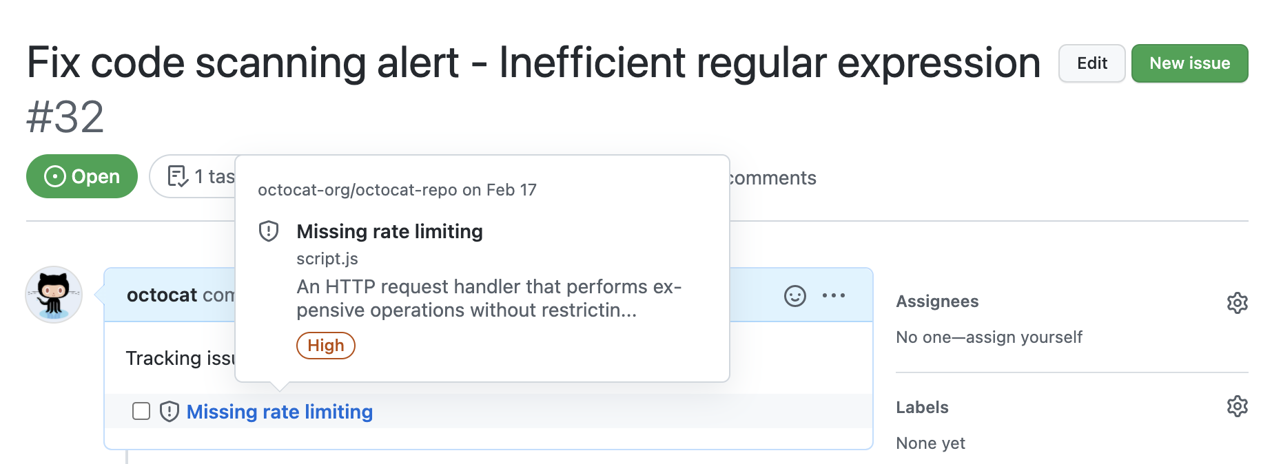 Hovercard in tracking issue