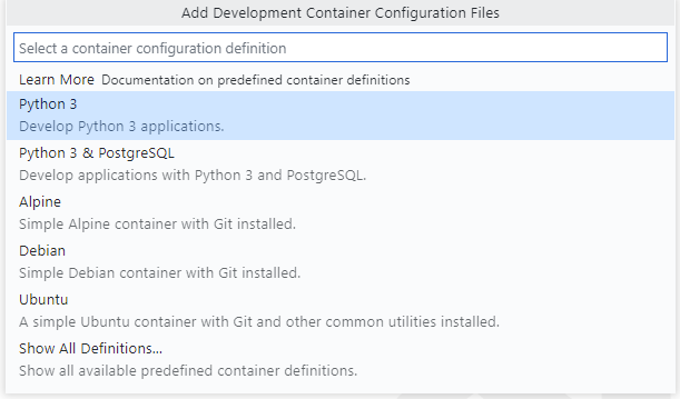 Selecciona la opción Python de la lista