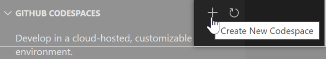 La opciòn de crear un codespace nuevo en {% data variables.product.prodname_codespaces %}