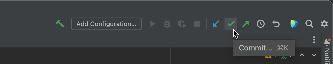 Screenshot of the commit check mark