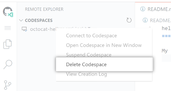 Deleting a codespace in {% data variables.product.prodname_dotcom %}