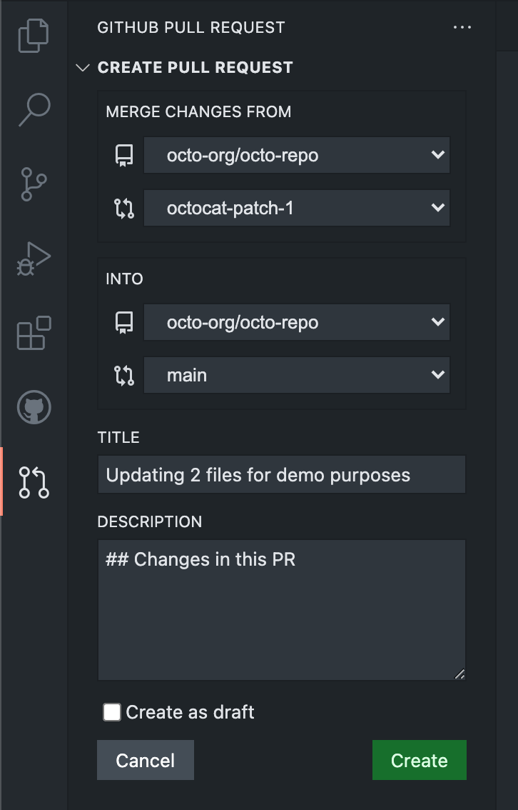 Source control sidebar with staging button highlighted