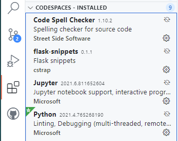 Список расширений