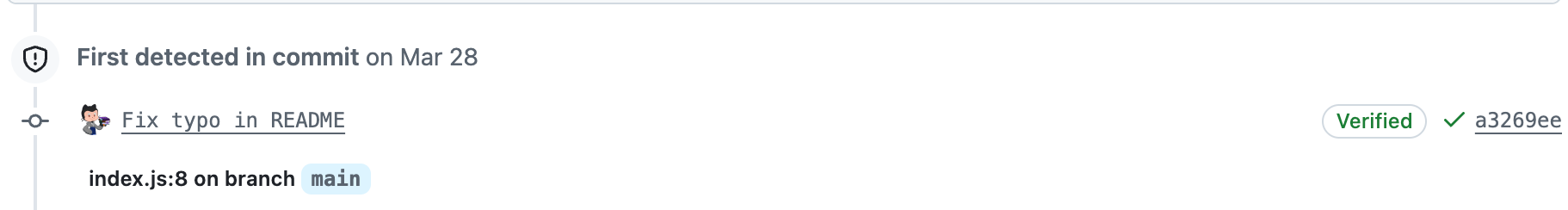 Screenshot of the timeline for a {% data variables.product.prodname_code_scanning %} alert.
