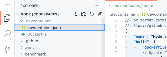 "Codespaces: Rebuild Container" in the command palette