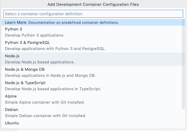 Select Node option from the list
